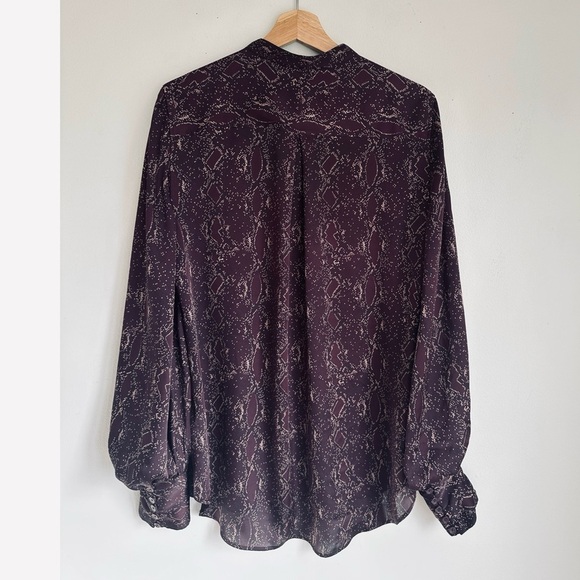 Equipment Helaine Snake-print Satin Blouse in Merlot Red - Picture 6 of 11